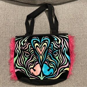 Peachtree Playthings Zebra Velvet Tote Bag Colorful Neon